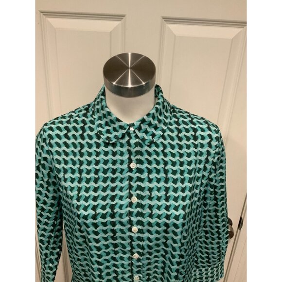 Tuckernuck Green White Wavy Striped Geometric Hayes Dress, Size Small - Picture 2 of 7